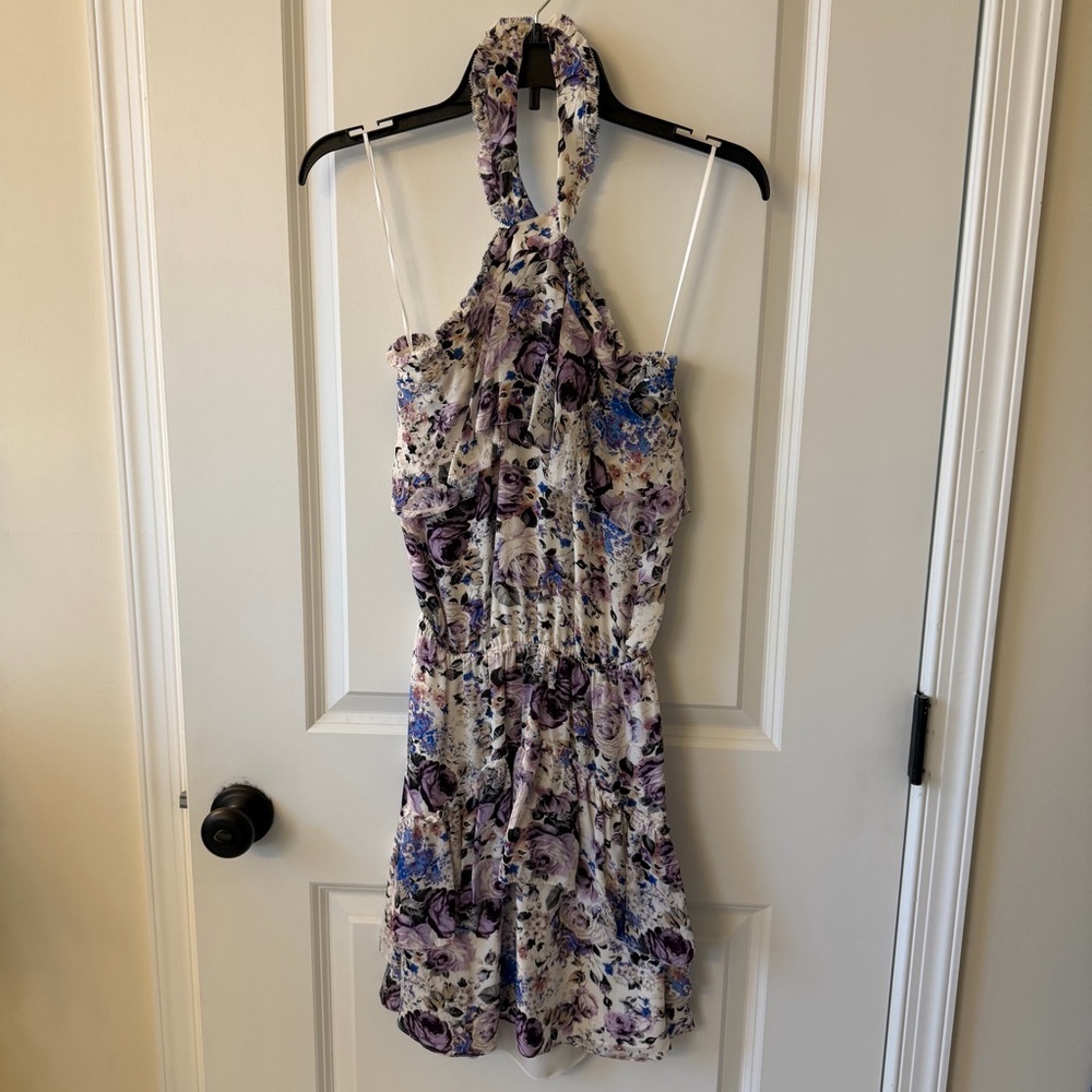 Parker Elegant White and Purple Floral Dress
